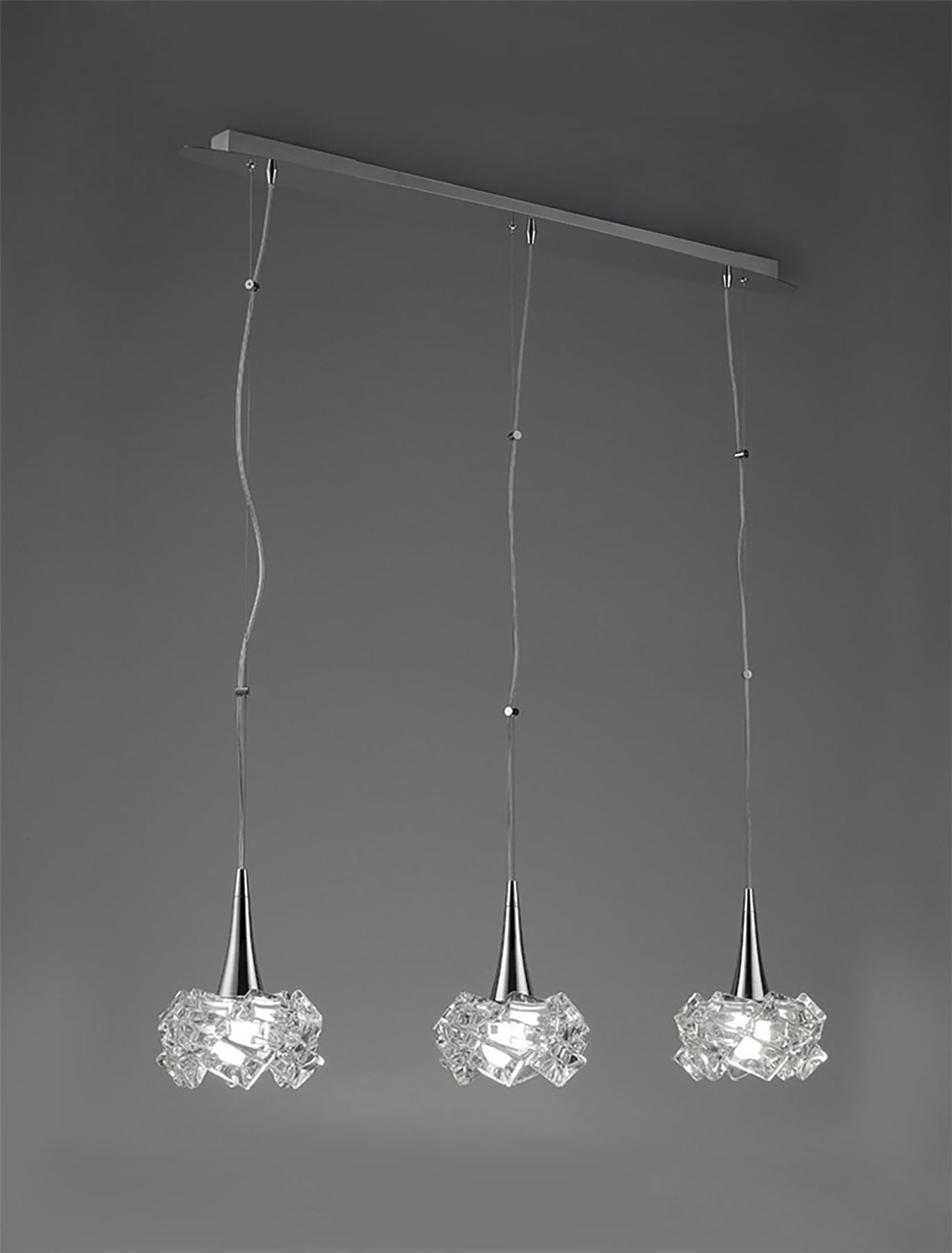 Mantra M3961 Artic Linear Pendant 3 Light E27 Line Large, Polished Chrome