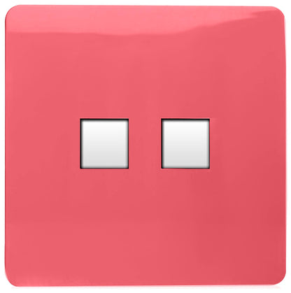 Trendi Artistic Modern Glossy Tactile Telephone Socket + Cat 5e&Cat 6 RJ45 PC Socket Strawberry