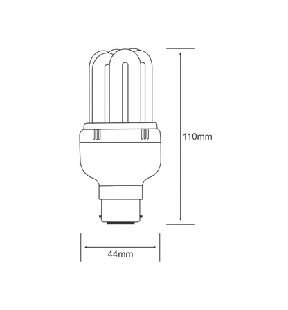 Luxram Super Mini 6U Supermini 6U B22 6400K 20W Compact Fluorescent Compact