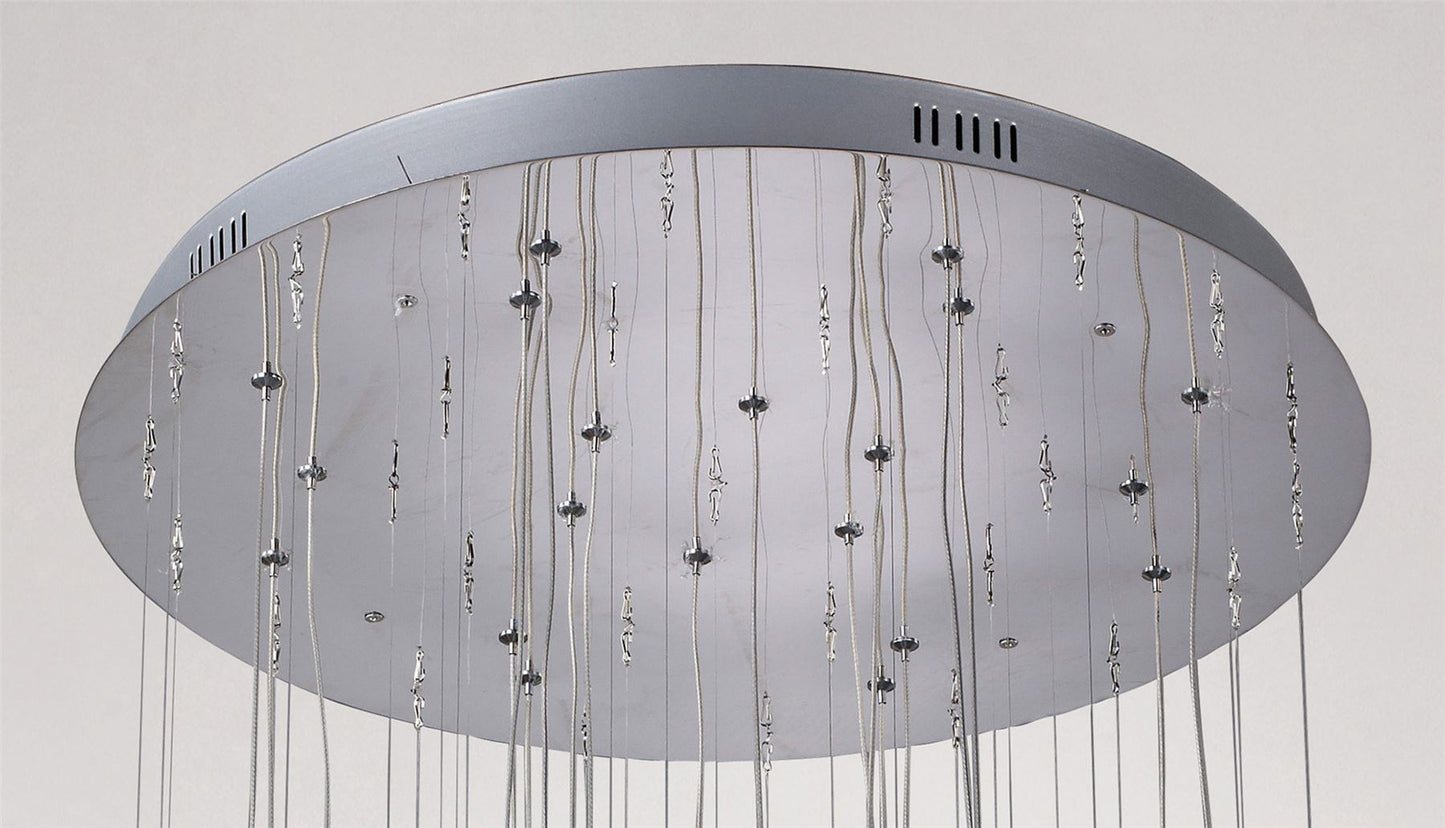 Diyas Class 60cm  Round 20 Light G4 Polished Chrome/White Glass/Crystal, NOT LED/CFL Compatible Ceiling Pendant Light Fitting