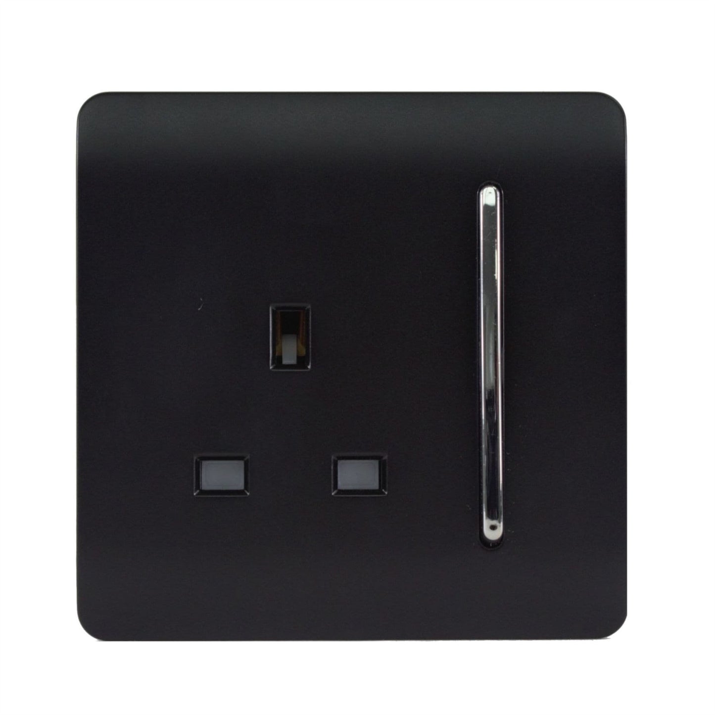 Trendi 1 Gang  13 Amp Switched Plug Socket Matt Black Soft Touch - ART-SKT13STB