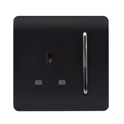 Trendi 1 Gang  13 Amp Switched Plug Socket Matt Black Soft Touch - ART-SKT13STB