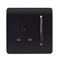 Trendi 1 Gang  13 Amp Switched Plug Socket Matt Black Soft Touch - ART-SKT13STB