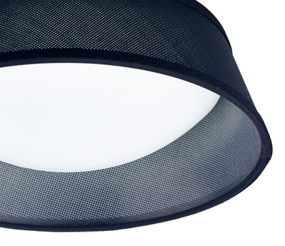 Mantra Nordica Plafones Nordica Flush Ceiling Light, 3 Light E27 Max 20W, 45cm, White Acrylic with Black Shade, 2yrs Warranty