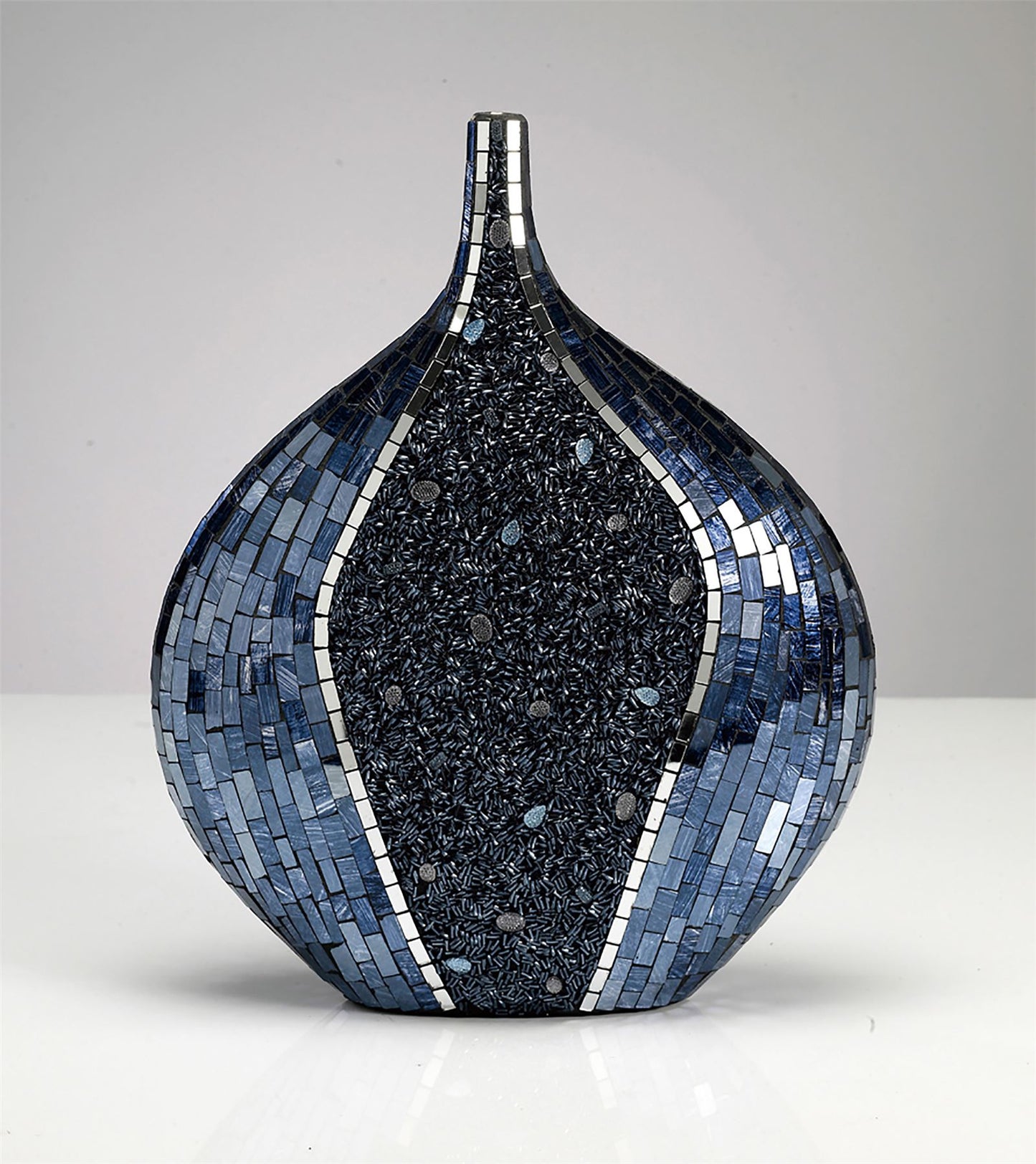 Diyas Home (DH) Sapphire Mosaic Vase Round Blue/Silver Mosaic
