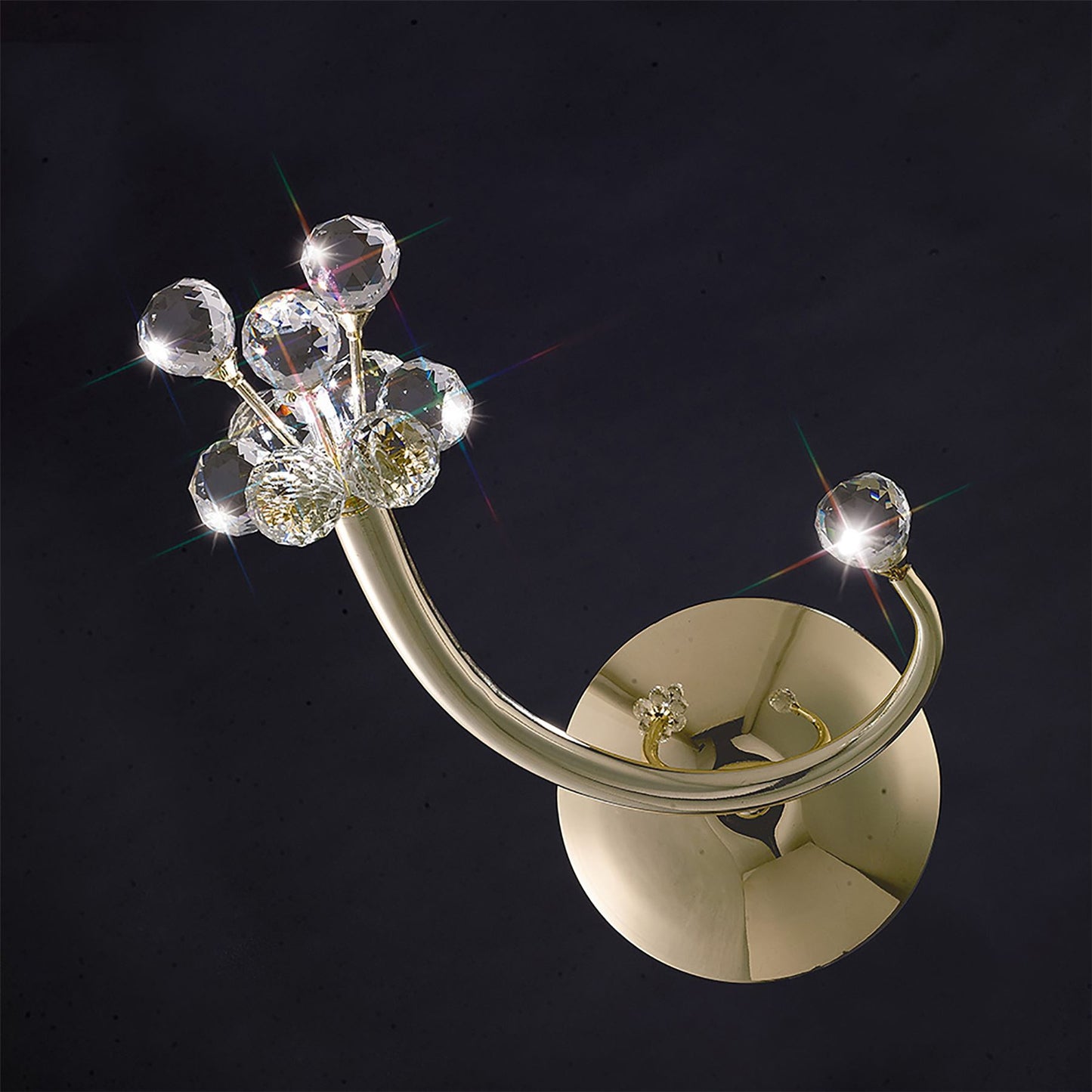 Diyas Octavia Wall Light Switched 1 Light G4 Right Facing French Gold/Crystal, NOT LED/CFL Compatible