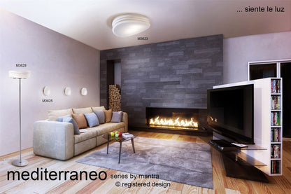 Mantra M3624 Mediterraneo Ceiling/Wall 2 Light E27 Medium, Frosted White Glass