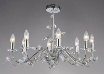 Diyas Willow 64cm  WITHOUT SHADE 8 Light E14 Polished Chrome/Crystal Ceiling Pendant Light Fitting