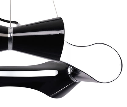 Mantra M1550 Ora Pendant 6 Flat Round Light E27, Gloss Black/White Acrylic/Polished Chrome