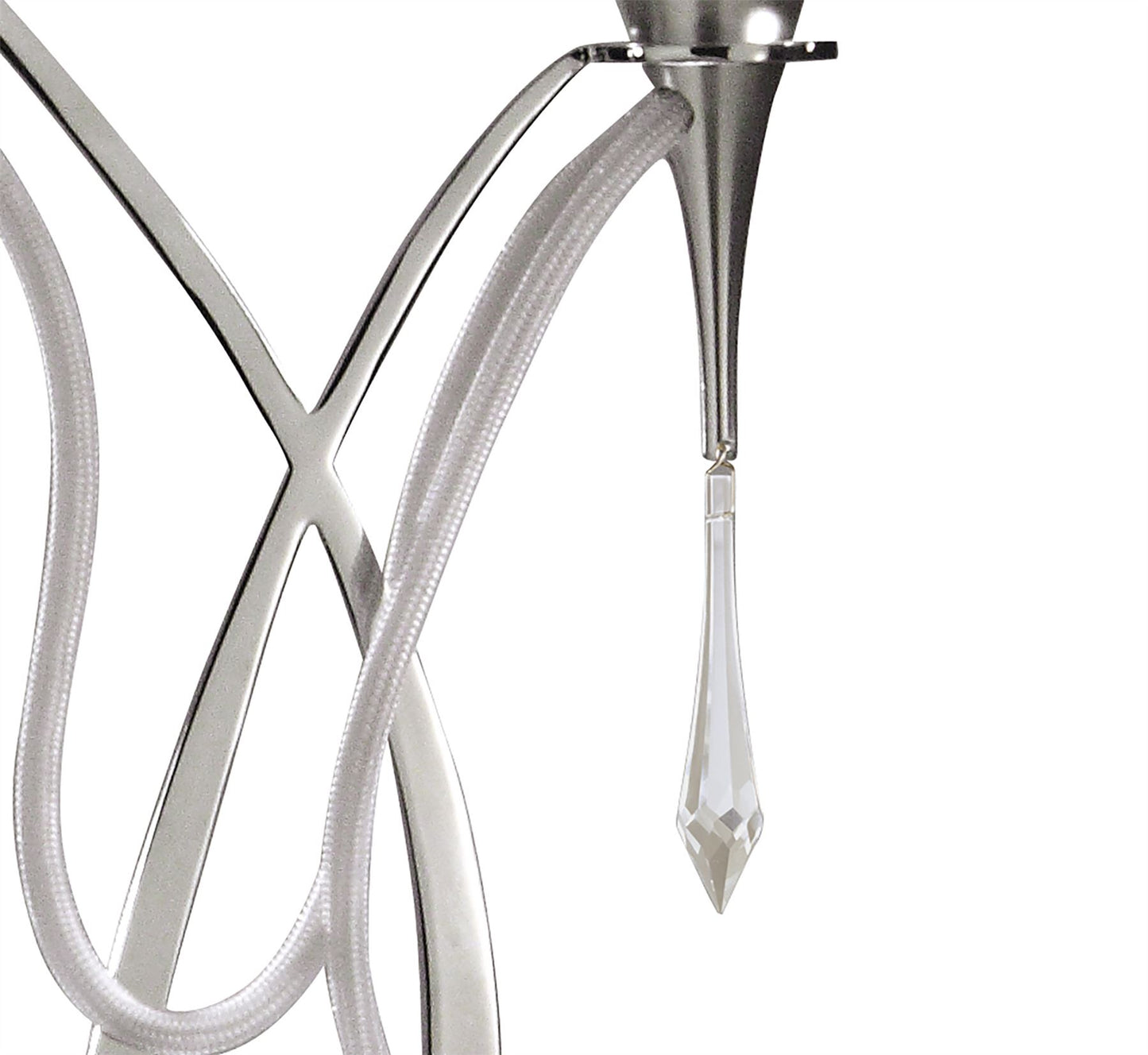 Mantra Lucca Crystal Table Lamp 2 Light E27, Polished Chrome with White Shades & Clear Crystal