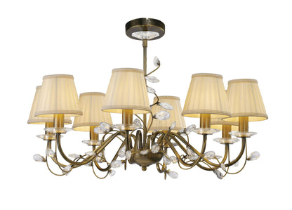 Diyas Willow 64cm  WITHOUT SHADE 8 Light E14 Antique Brass/Crystal Ceiling Pendant Light Fitting