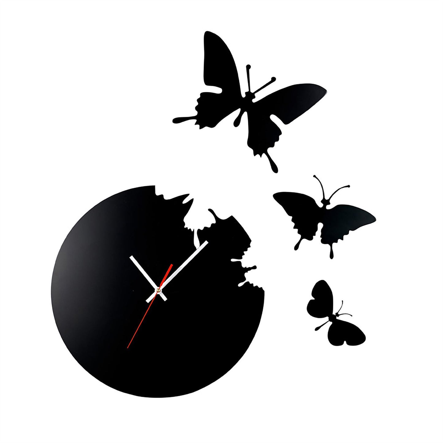Diyas Home (DH) Infinity Cutout Butterfly Clock Black Wall