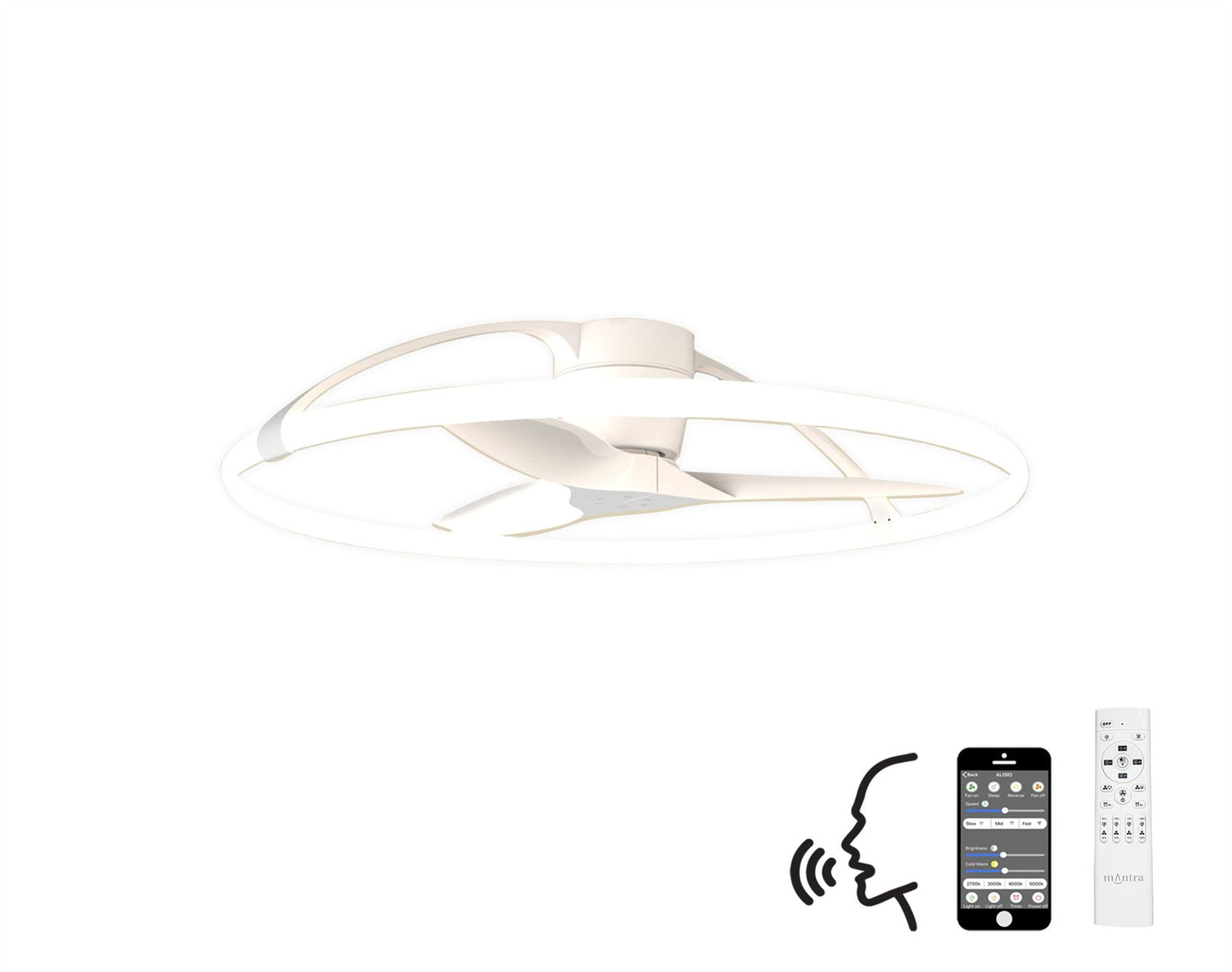 Nepal 105cm 75W LED Dimmable Light With Built-In 35W DC Reversible Fan, White Finish c/w Remote Control, APP & Alexa/Google Voice Control, 7200lm