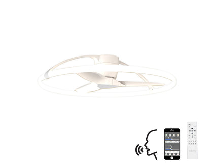 Nepal 105cm 75W LED Dimmable Light With Built-In 35W DC Reversible Fan, White Finish c/w Remote Control, APP & Alexa/Google Voice Control, 7200lm