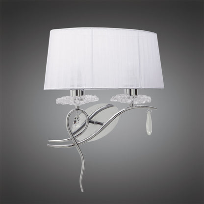 Mantra M5276 Louise Wall Light Right 2 Light E27 with White Shade Polished Chrome/Clear Crystal