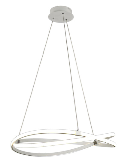 Mantra M5726 Infinity Pendant 60W LED 3000K, 4500lm, Dimmable Silver/Polished Chrome/White Acrylic, 3yrs Warranty