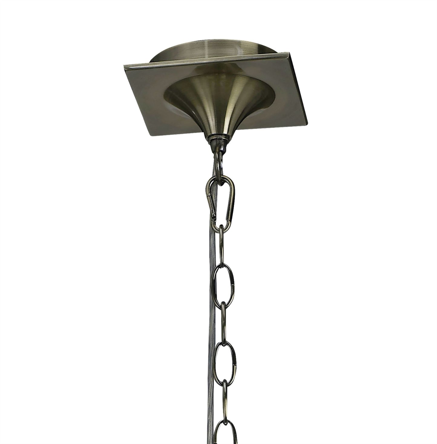 Mantra Mara 64cm Pendant 3 Light E14, Antique Brass with Ivory White Shades