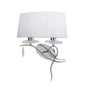 Mantra Louise Wall Light Left 2 Light E27 with White Shade Polished Chrome/Clear Crystal