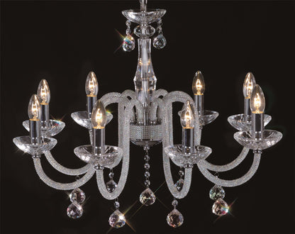 Diyas Amora 72cm  8 Light E14 Polished Chrome/Crystal Ceiling Pendant Light Fitting