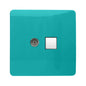 Trendi Modern Glossy Tactile TV Co-axial Socket+RJ45 Cat 5e&Cat 6 PC Ethernet Socket Bright Teal