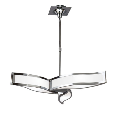 Mantra Sintesys 61cm Telescopic Convertible To Semi Flush E27 3 Light E27, Polished Chrome/White Acrylic, CFL Lamps INCLUDED