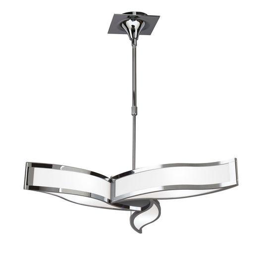 Mantra Sintesys 61cm Telescopic Convertible To Semi Flush E27 3 Light E27, Polished Chrome/White Acrylic, CFL Lamps INCLUDED