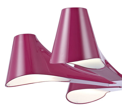 Mantra Ora 77cm Telescopic Convertible To Semi Flush 6 Light E27, Gloss Purple/White Acrylic/Polished Chrome, CFL Lamps INCLUDED