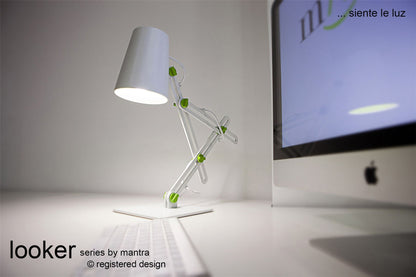 Mantra M3614 Looker Table Lamp 1 Light E27, Matt White/Green