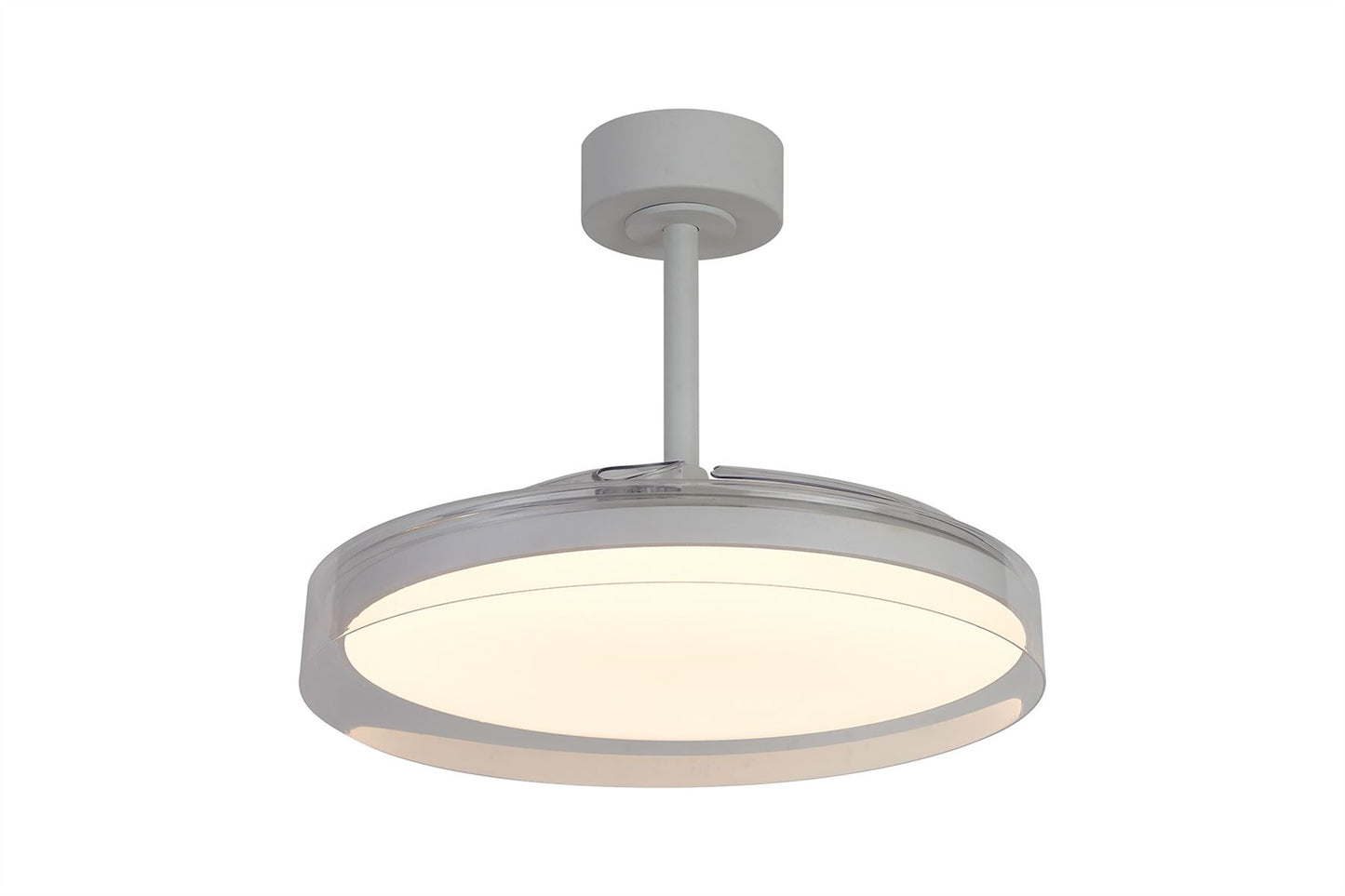 Glass Fan 53cm 40W LED Dimmable Ceiling Light With Built-In 30W DC Fan, 3000-5000K Remote Control, 6400lm, White/Clear, 5yrs Warranty
