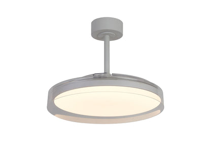 Glass Fan 53cm 40W LED Dimmable Ceiling Light With Built-In 30W DC Fan, 3000-5000K Remote Control, 6400lm, White/Clear, 5yrs Warranty