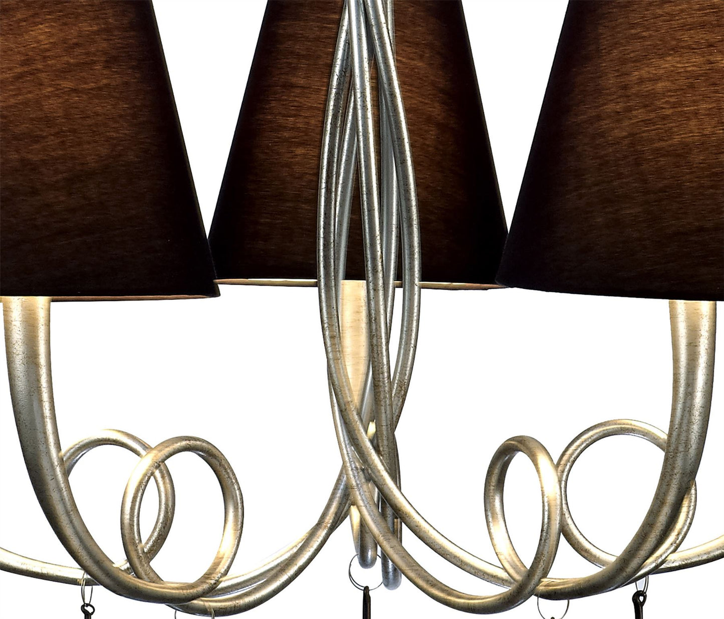 Mantra M6208 Paola Pendant 70cm Round, 5 x E14 (Max 40W), Silver Painting, Black Shades