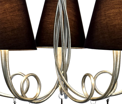 Mantra M6208 Paola Pendant 70cm Round, 5 x E14 (Max 40W), Silver Painting, Black Shades