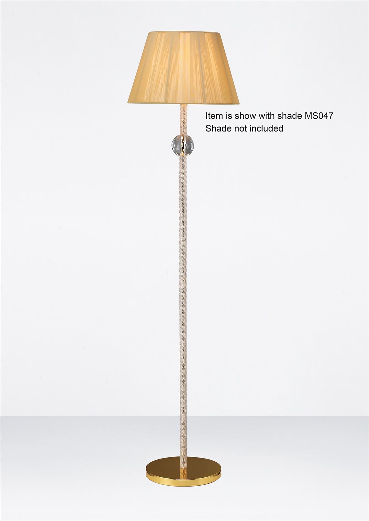 Diyas Elena Floor Lamp WITHOUT SHADE 1 Light E27 Gold/Crystal