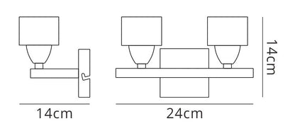 Mantra Cuadrax Wall Switched 2 Light G9, Antique Brass