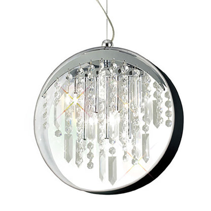 Diyas Geo  with Black Shade 7 Light G4 Polished Chrome/Crystal, NOT LED/CFL Compatible Ceiling Pendant Light Fitting