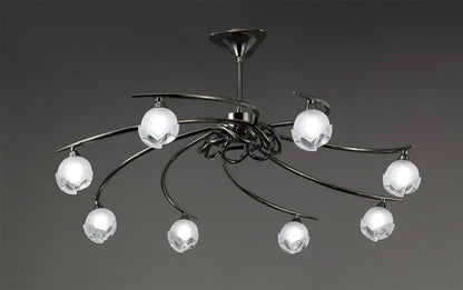 Mantra Fragma 86cm Telescopic 8 Light G9, Black Chrome