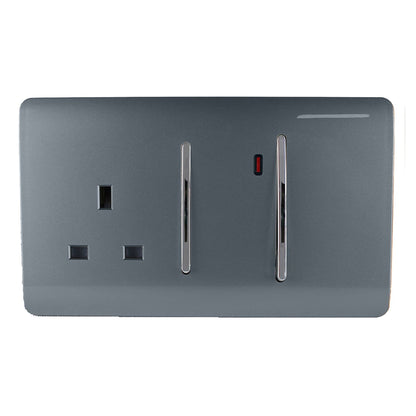 Trendi Artistic Modern Glossy 45 A Cooker Switch & Plug Socket Inc Neon Insert Warm Grey