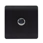 Trendi 1 Gang 2 Way 240V 100w LED Dimmer Screwless Raised Front Plate Plastic Artistic Modern Glossy 10 Amp Chrome Single Electrical Wall Light Switch in Matt Black - ART-LDMMBK