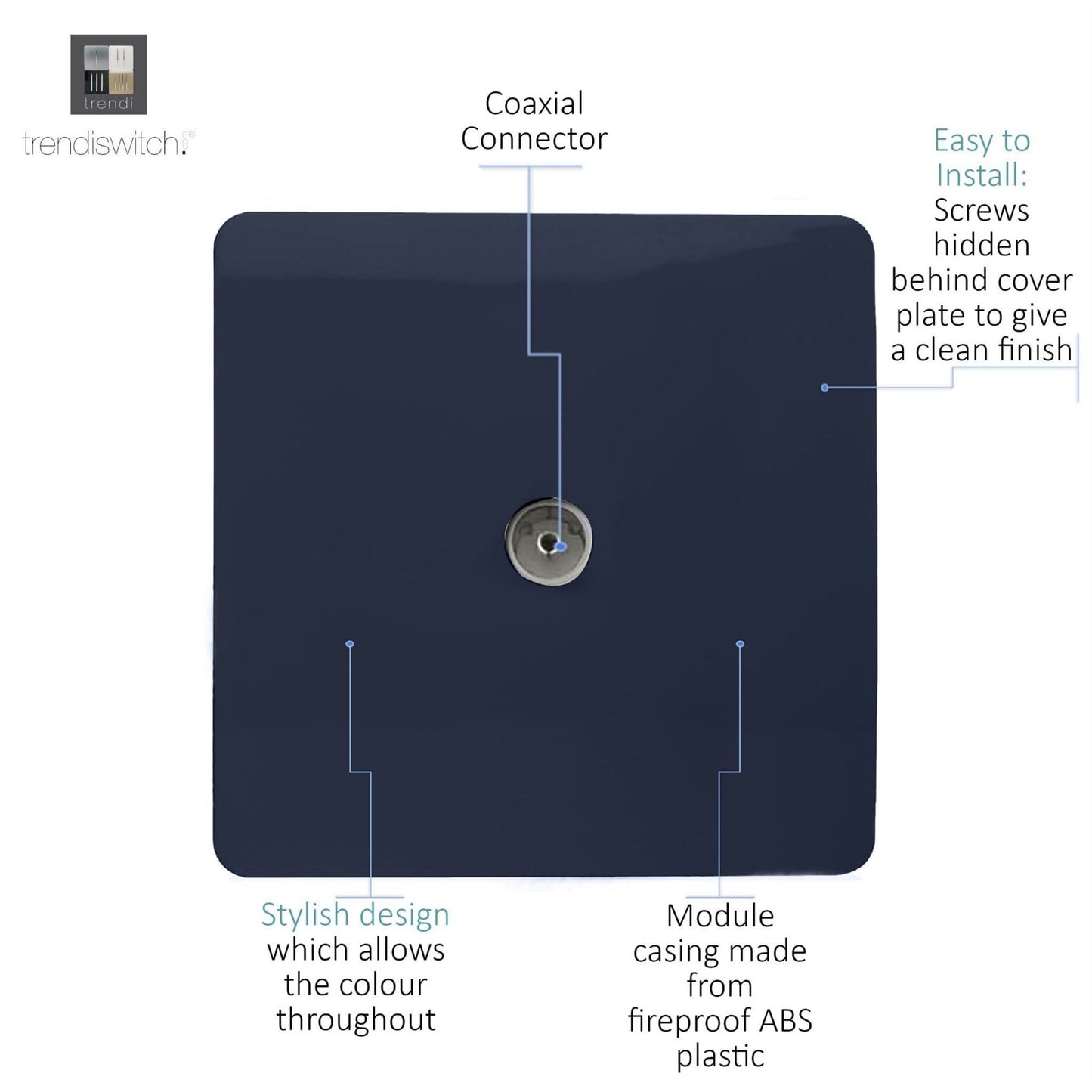 Trendi Artistic Modern Glossy Tactile TV Socket Navy