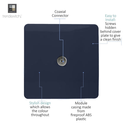 Trendi Artistic Modern Glossy Tactile TV Socket Navy