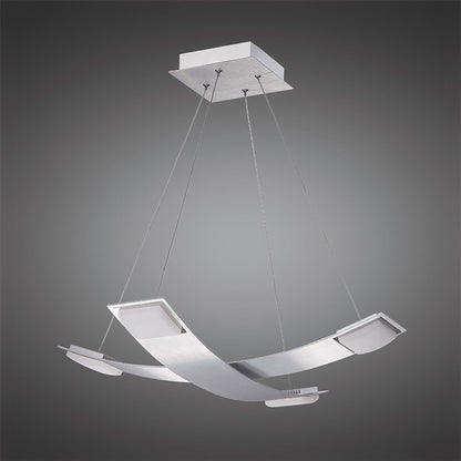 Mantra Fusion Thea Square Pendant 4 Light 28W LED 3000K, 2520lm, Satin Aluminium/Frosted Acrylic, 3yrs Warranty