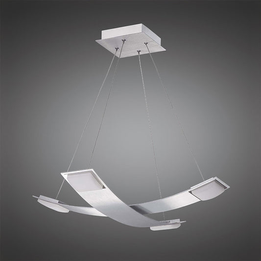 Mantra Fusion Thea Square Pendant 4 Light 28W LED 3000K, 2520lm, Satin Aluminium/Frosted Acrylic, 3yrs Warranty