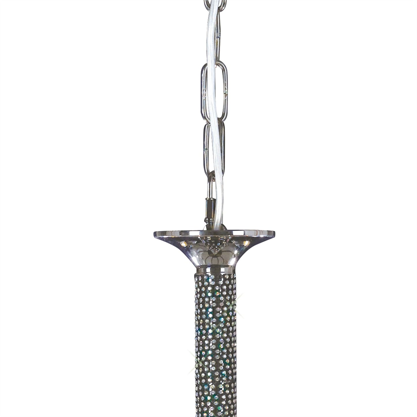 Diyas Elena 70cm  8 Light E14 Black Chrome/Crystal Ceiling Pendant Light Fitting