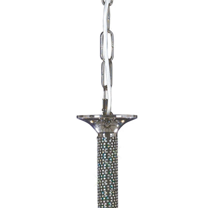 Diyas Elena 70cm  8 Light E14 Black Chrome/Crystal Ceiling Pendant Light Fitting