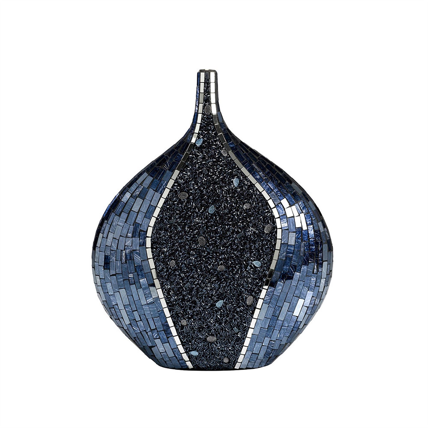 Diyas Home (DH) Sapphire Mosaic Vase Round Blue/Silver Mosaic