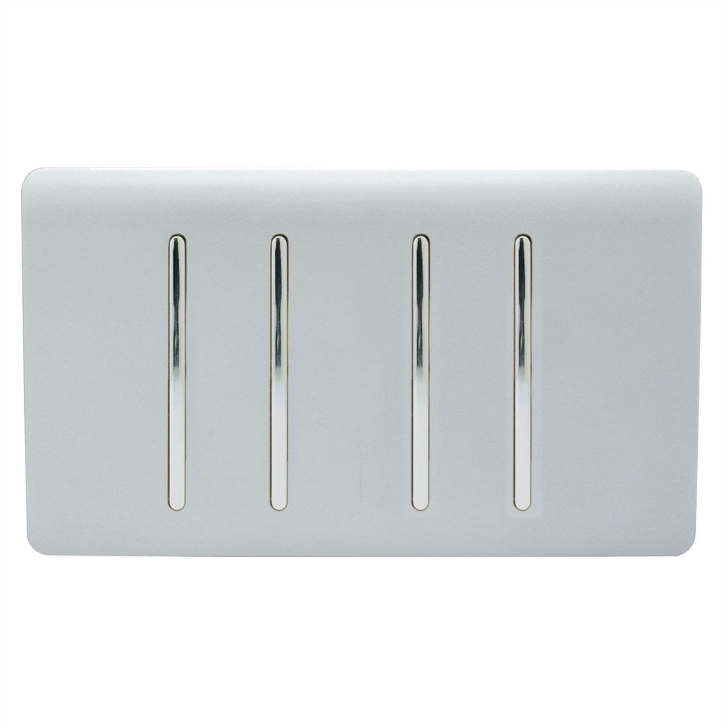 Trendi 4 Gang (2 Way & 3xIntermediate) Glossy 10 Amp Rocker Light Switch Silver