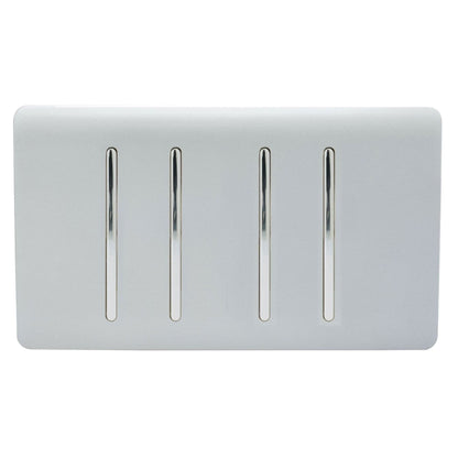 Trendi 4 Gang (2 Way & 3xIntermediate) Glossy 10 Amp Rocker Light Switch Silver