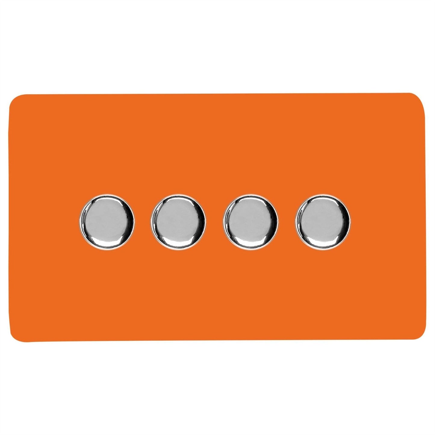 Trendi 4 Gang 2 Way 240V 100w LED Dimmer Screwless Raised Front Plate Plastic Artistic Modern Glossy 10 Amp Chrome Single Electrical Wall Light Switch in Sunset Orange - ART-4LDMOR