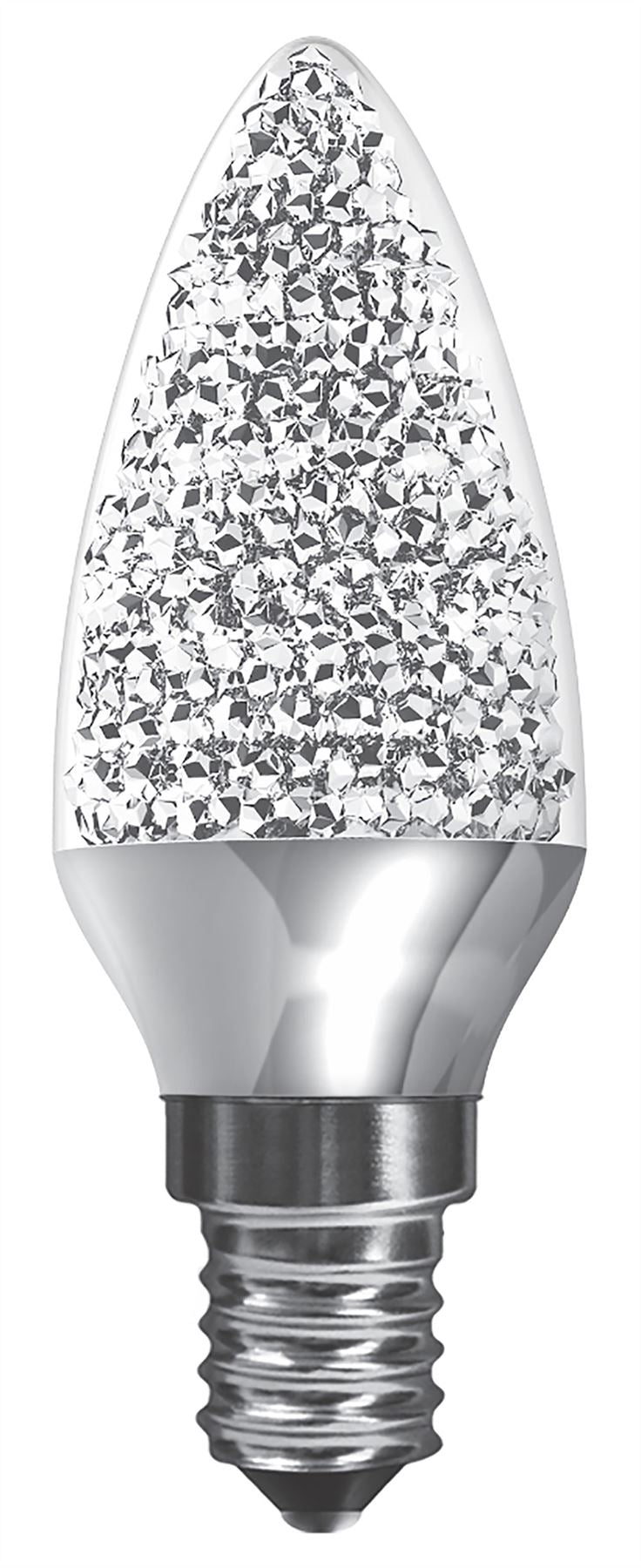 Luxram Kaleido LED Candle E14 Dimmable 3.5W Warm White 3000K, 250lm, Chrome Finish, 3yrs Warranty Crystal
