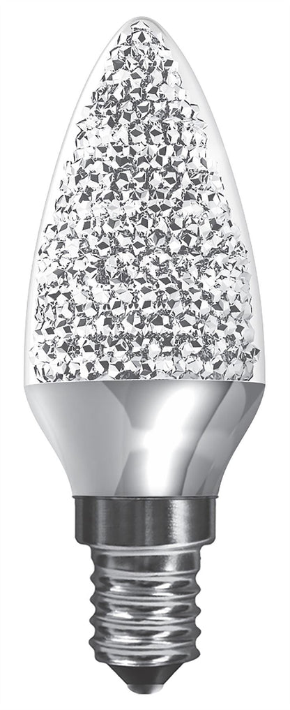 Luxram Kaleido LED Candle E14 Dimmable 3.5W Warm White 3000K, 250lm, Chrome Finish, 3yrs Warranty Crystal